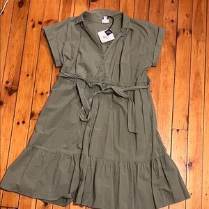 Ava & Viv Olive Button-UpDresses